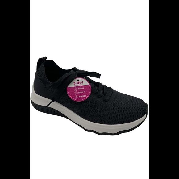 Clarks Cloudsteppers Lace-Up Sneaker Circuit Tie Black Knit - Medium - Picture 1 of 3